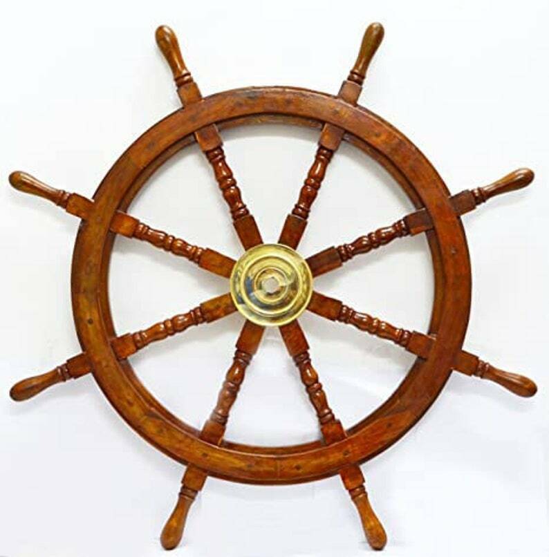 vintage 36'' Decorative Gaston Ship Wheel Wooden Captain Boat Steering Wall item