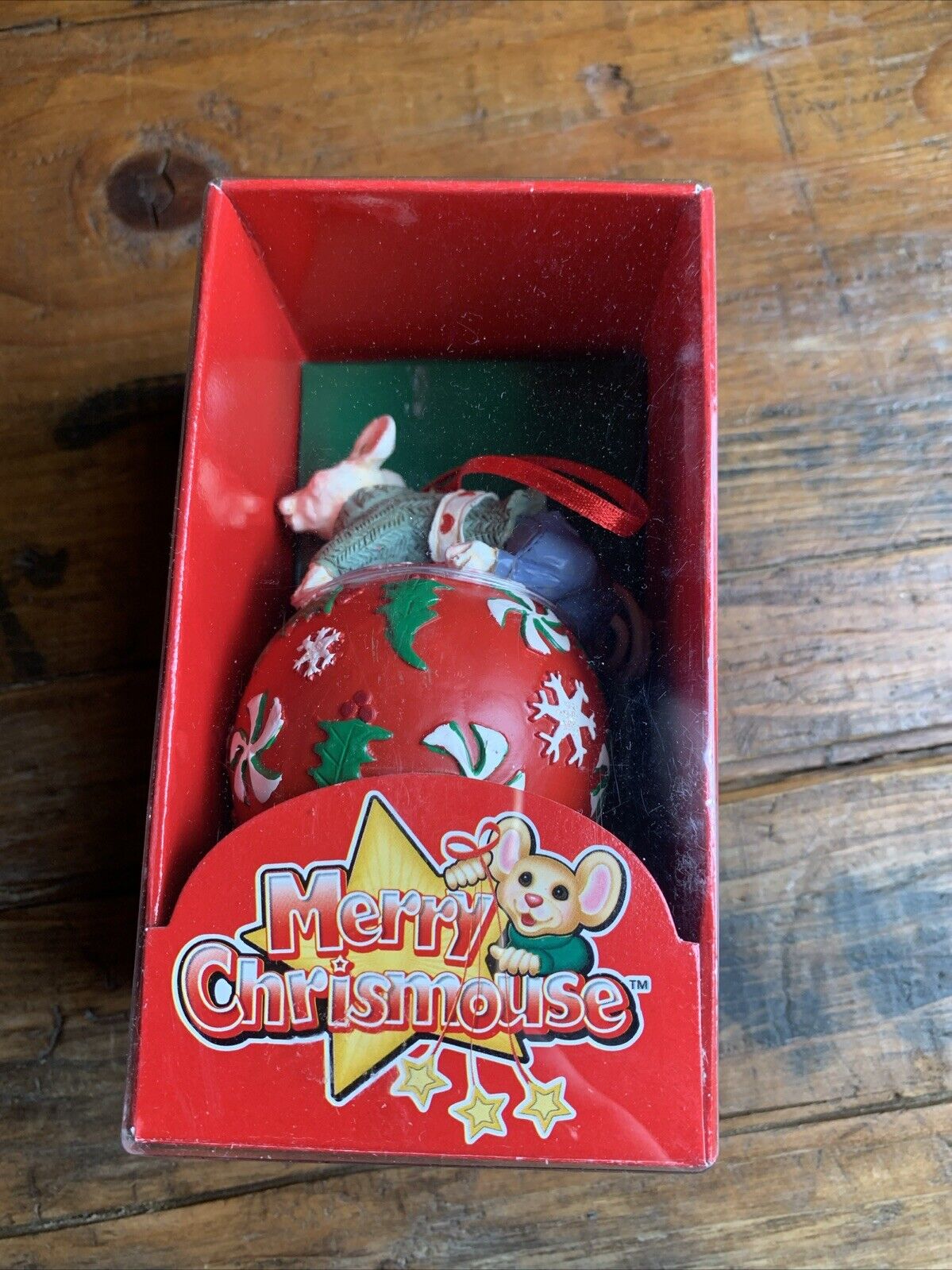 Vintage Kurt S Adler Mouse Merry Christmouse Christmas Ornament Ball Xmas