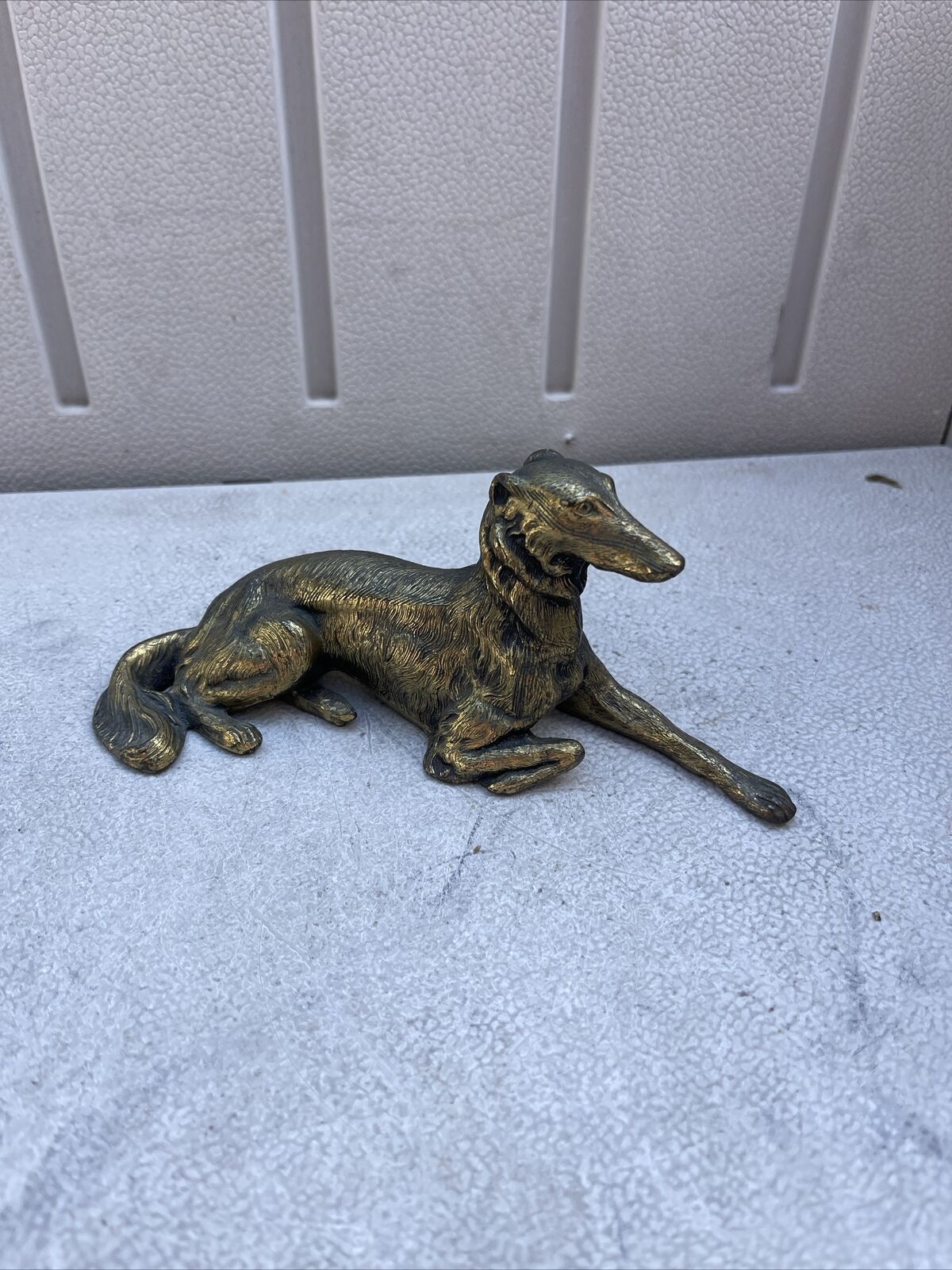 Vintage Brass Greyhound Dog Figurine Metal Paperweight