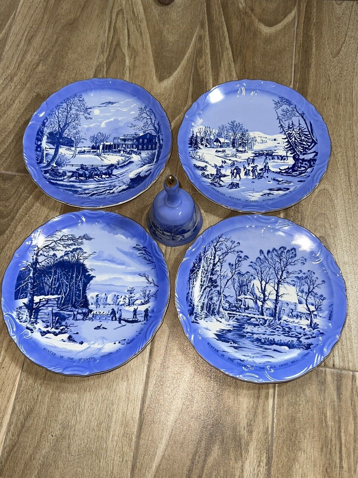 5PCS Currier and Ives 1981 American Winter Scenes plates Morning and Evening Set