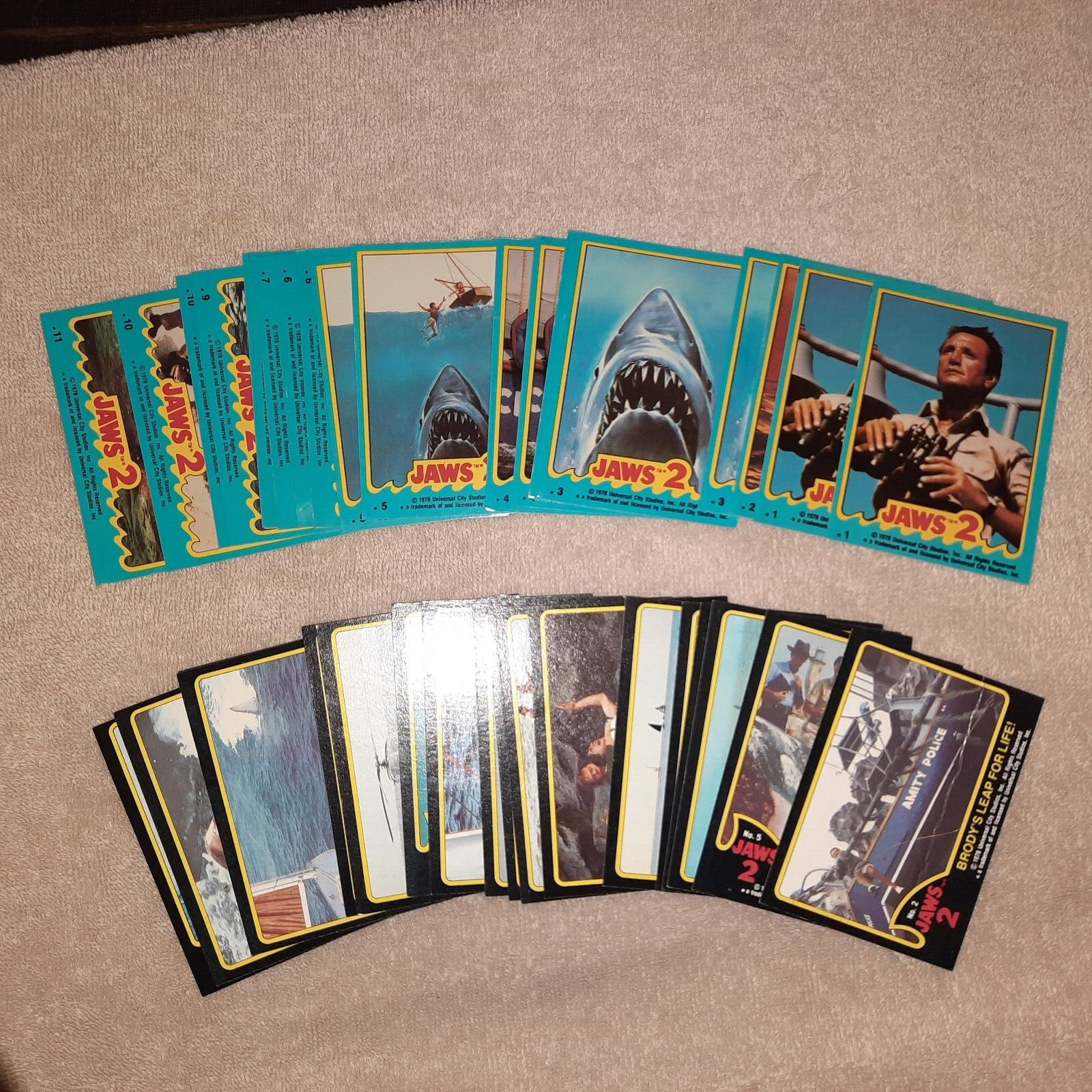 1978 Topps Jaws II Sticker Complete 11 Sticker Set+9 Doubles & 20 Jaws II Cards 