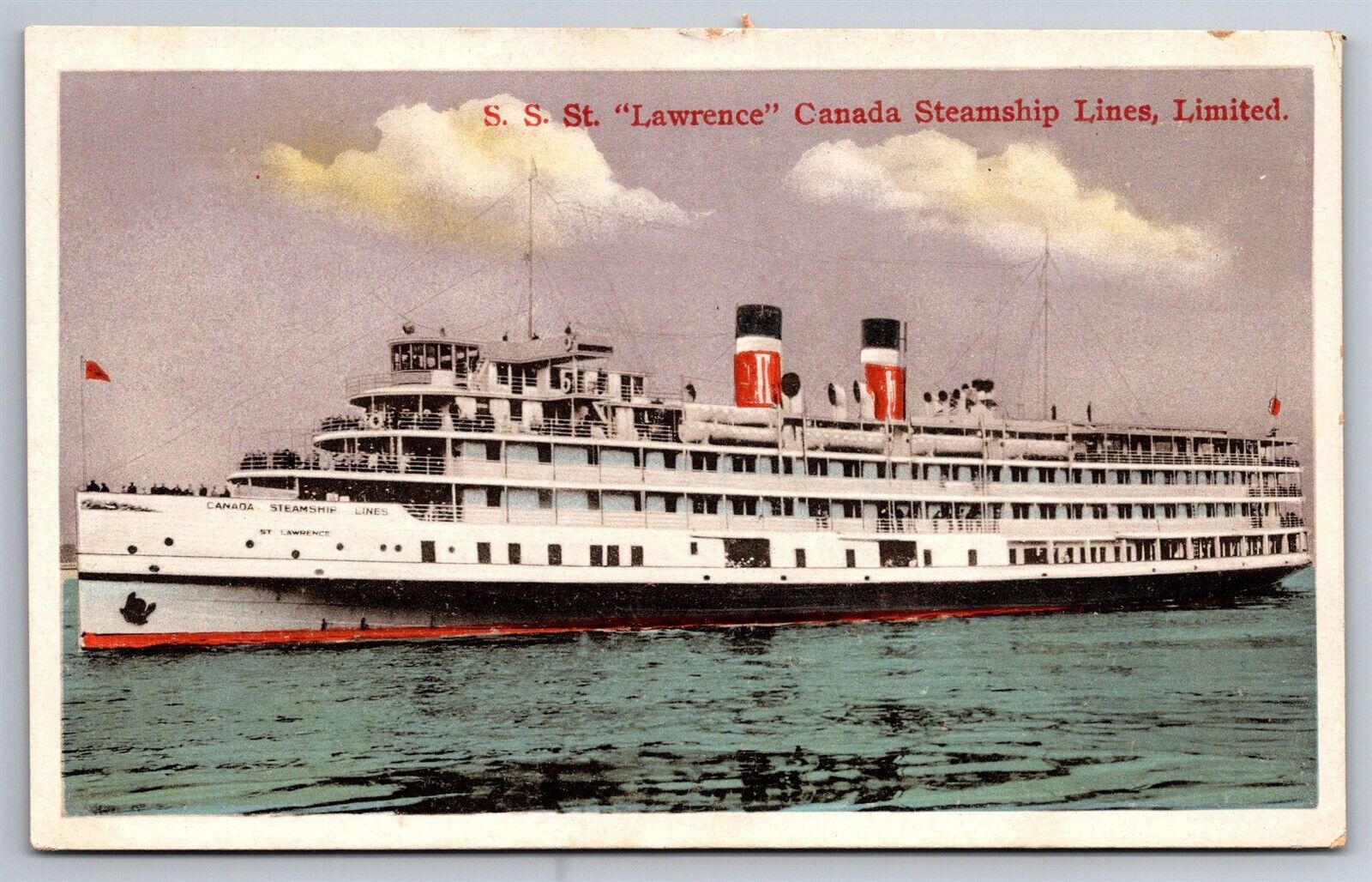 Steamer SS St Lawrence Canada Steamship Lines C1915 Postcard G2
