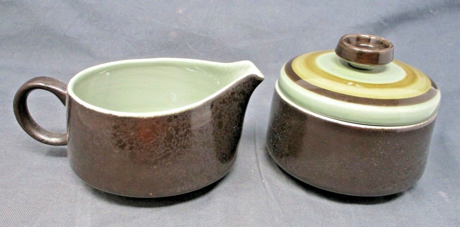 Vintage Harkerware Celadon(Blue/Green) Coronet Creamer & Sugar Bowl