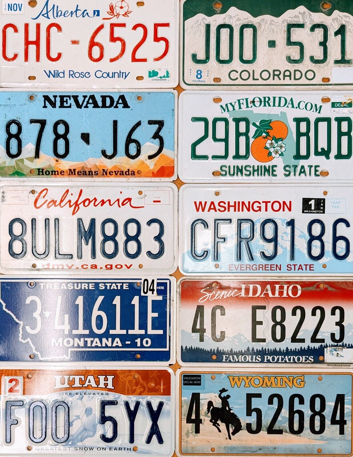 BULK LOT of 10 mixed states License Plates NICE QUALITY