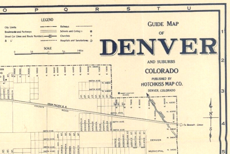 Vintage Denver News Co Map Of Denver