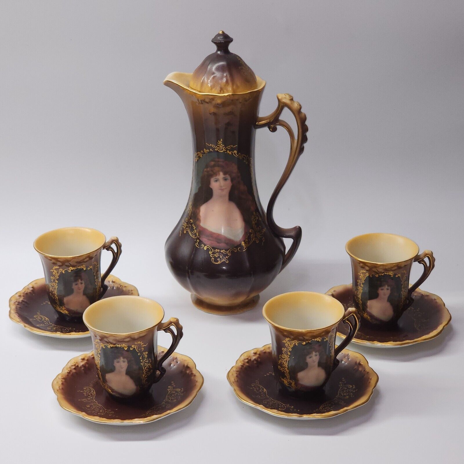 Vintage Antique Fleur De Lys 10-Piece Tea Service Set For 4 - RARE - SHIPS FREE