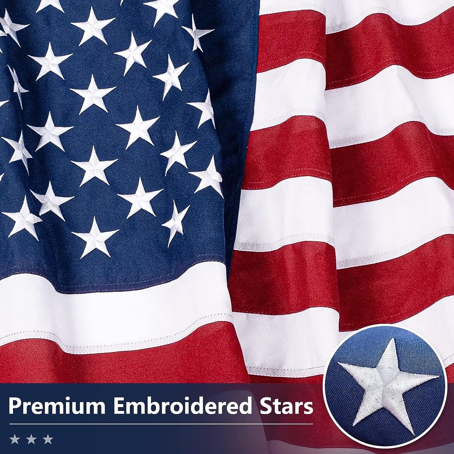 American Flag 8x12 Made in USA Tear proof Series, embroidered Stars, Sewn Stripe