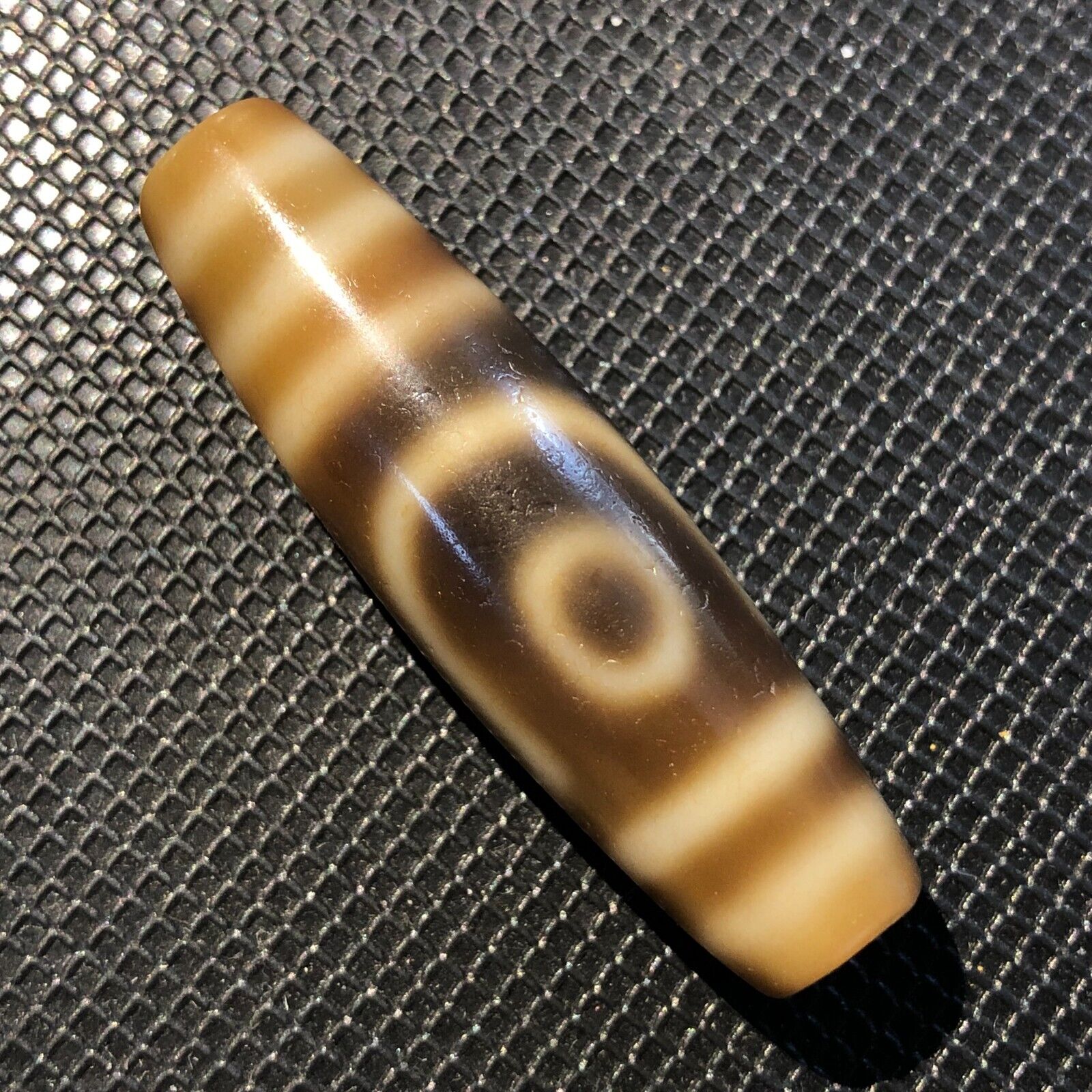 unique Magical Tibetan Old Agate Ivory Color 2Eye Totem dZi Bead 12*43mm