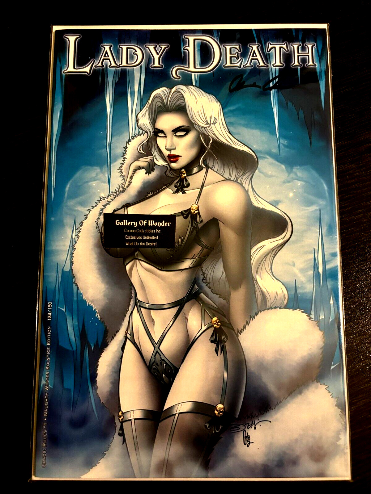 LADY DEATH #1 CHAOS RULES WINTER SOLSTICE NAUGHTY EDITION SIGNED COA LTD 150 NM+