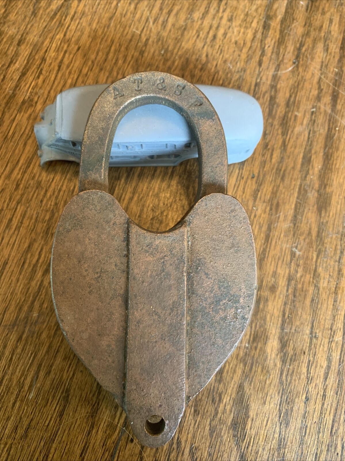 Atchison Topeka & Santa Fe  Railroad Brass Heart Shaped Lock