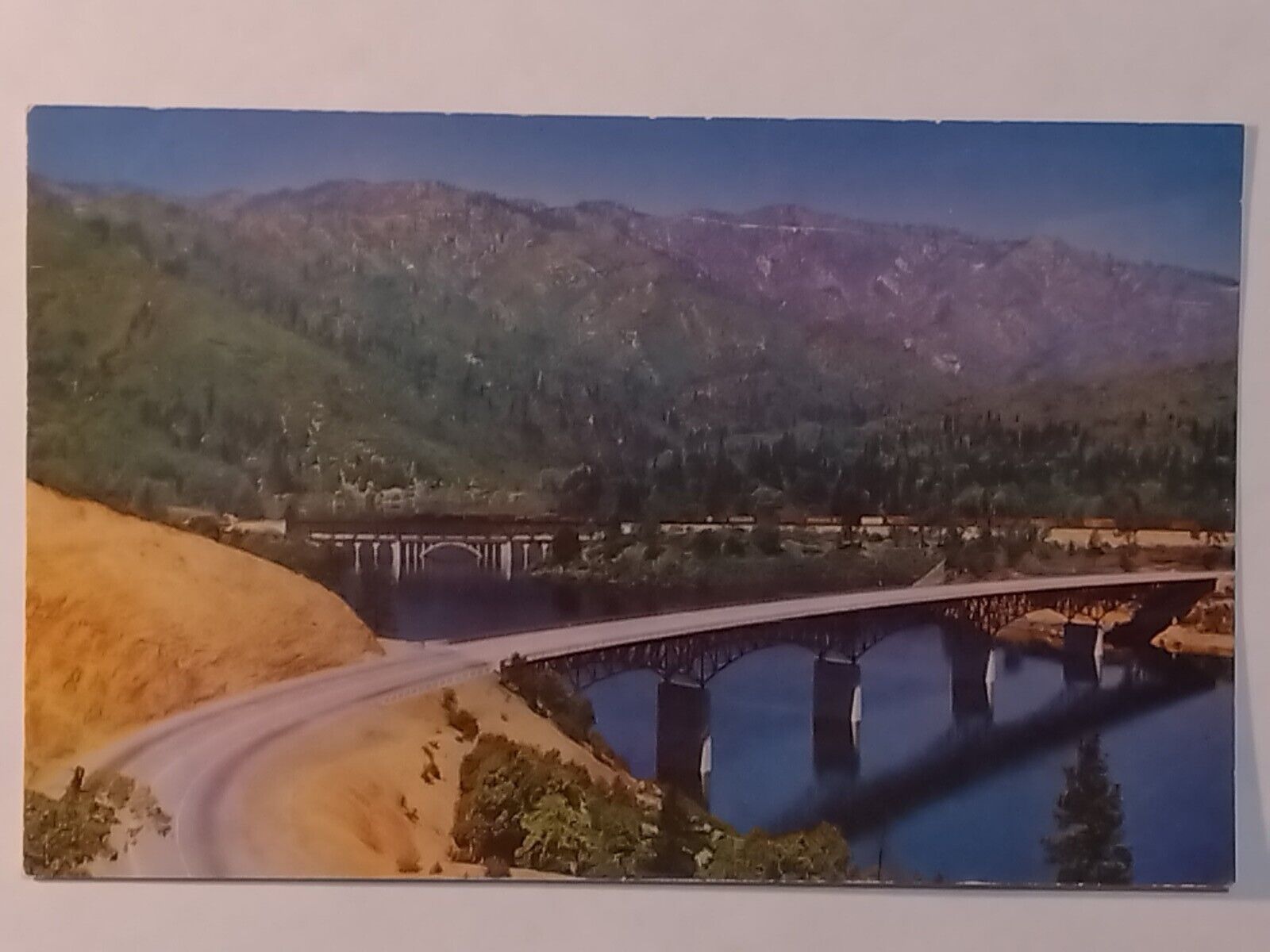 Auto And Rail Bridges Over Shasta Lake Pit River Postcard