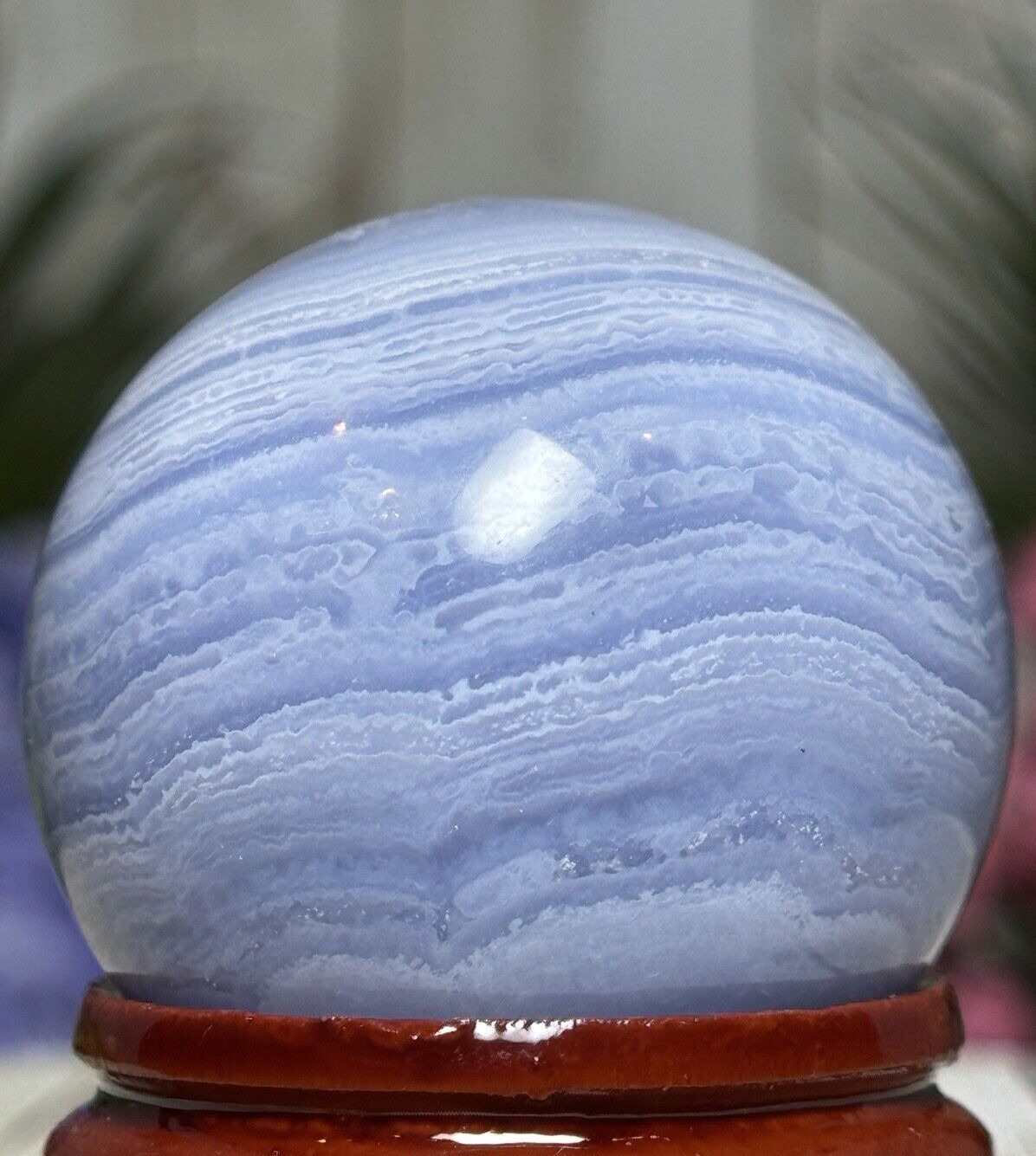 BLUE LACE AGATE MINI SPHERE - 41g Marble Namibia Chalcedony Mineral Chakra Orb