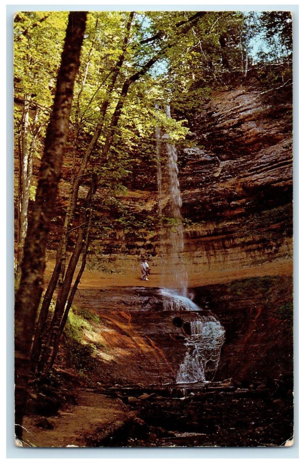 c1950's Munising Falls Outstanding Waterfalls View Munising Michigan MI Postcard