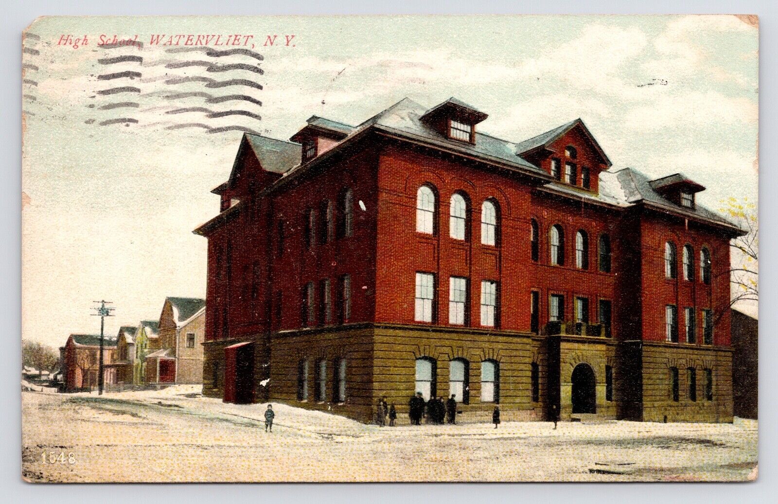 1908 High School Street View Dirt Roads Watervliet New York NY PC Postcard