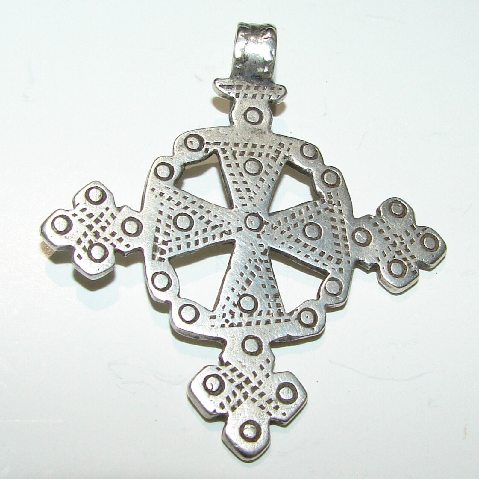 Ethiopian Cross Vintage Sterling Silver Pendant Handmade 2.25\