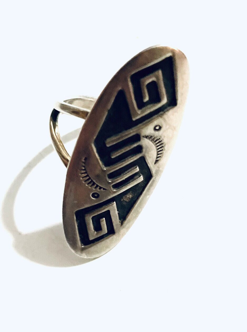 Ring Vintage Native American Sterling Silver Overlay Ring Signed AKEE Handmade