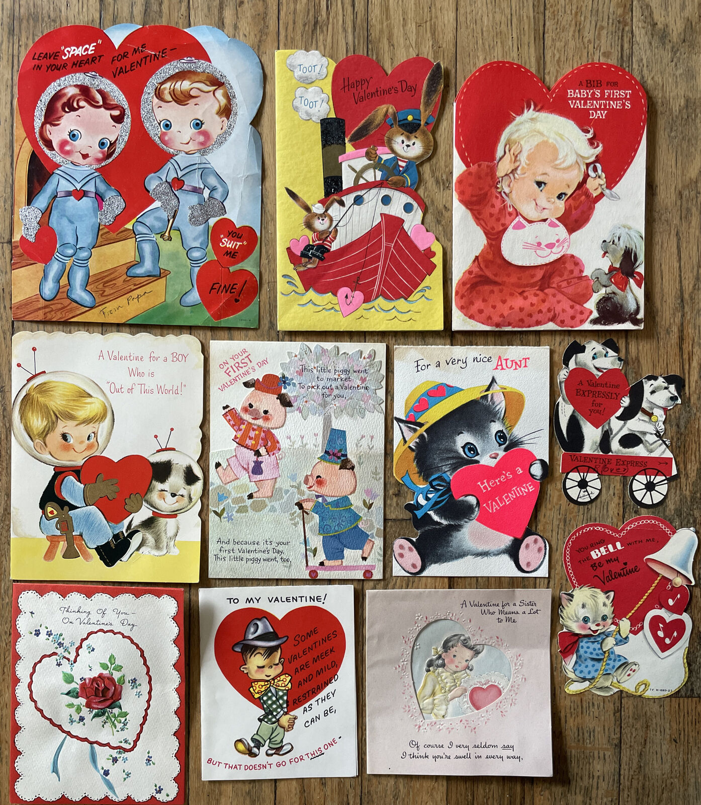 11 Vintage 1950\'s 1960s Valentines Cards Scrapbooking Crafters