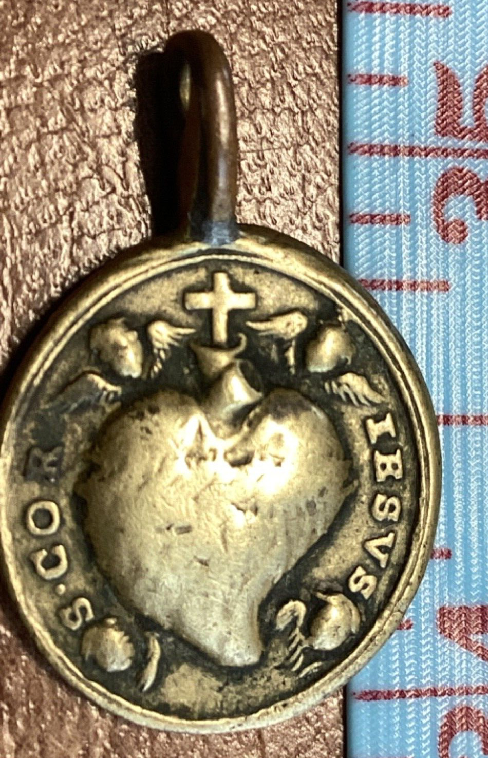 Antique Religious Medal Sacred Hearts Christ Virgin 1700’s  Cross ventricle