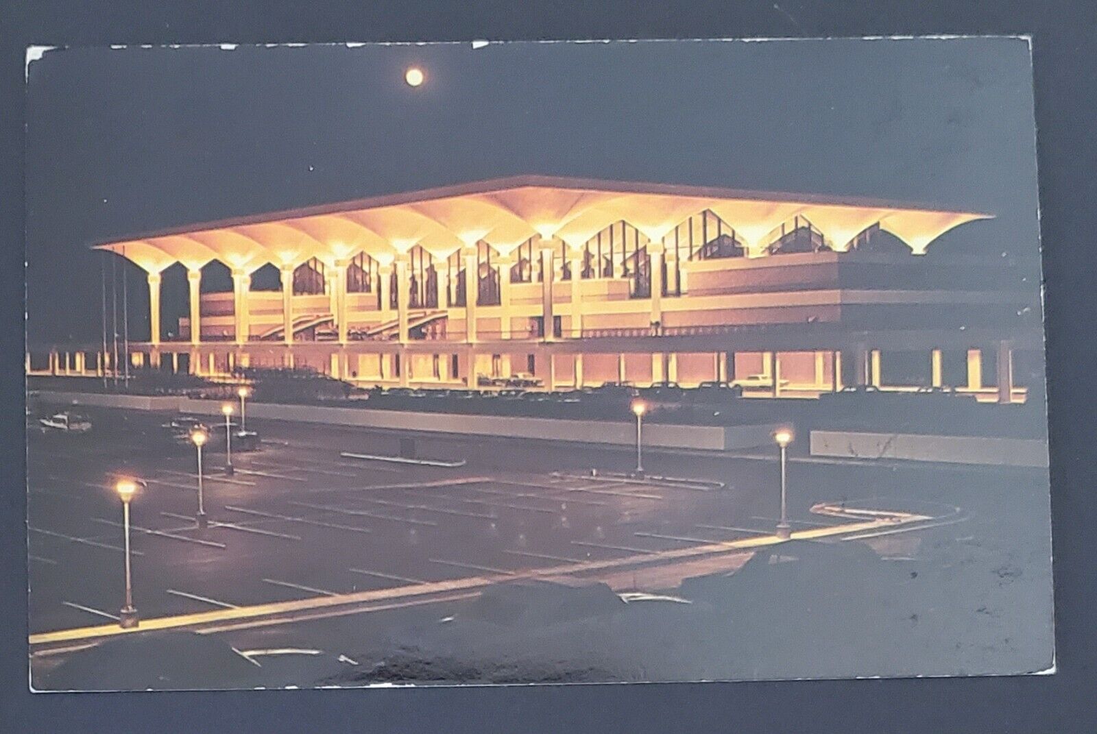 Memphis Metropolitain Airport at Night Tennessee Unposted Chrome Postcard