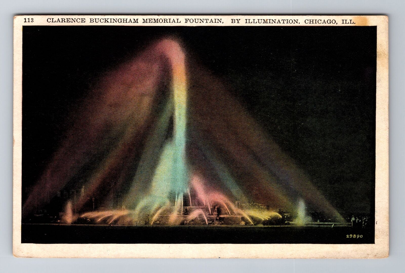 Chicago IL-Illinois, Clarence Buckingham Fountain, Vintage c1929 Postcard