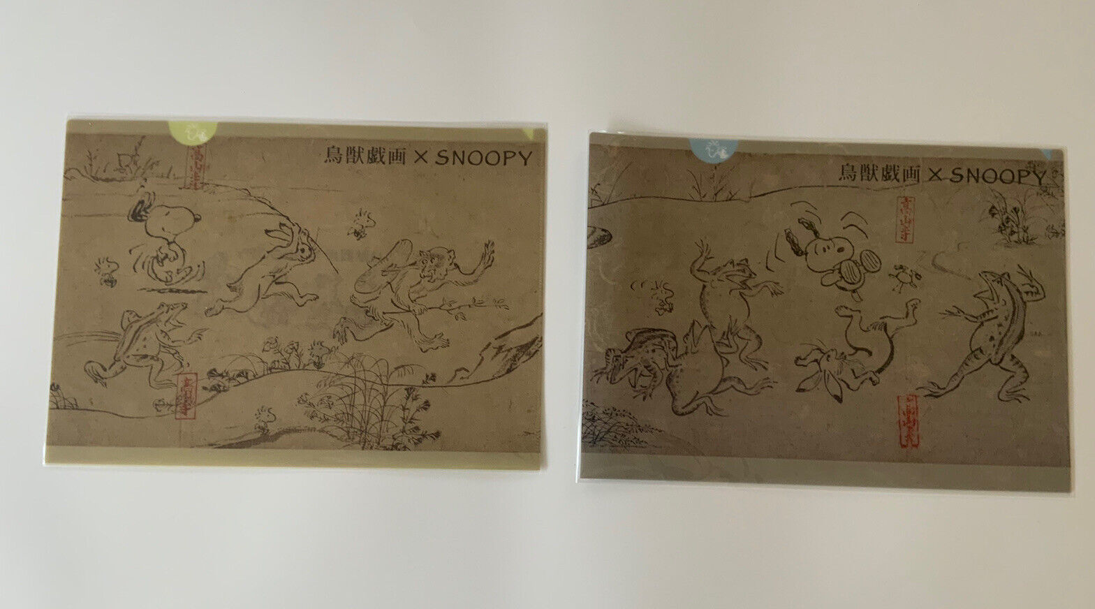 Snoopy Art Collection Art Clear File set of 2 A4　Choju jinbutsu giga