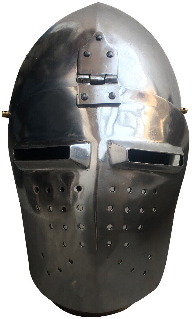 Medieval Heavy 14 Gauge Steel Bascinet Helmet ABS