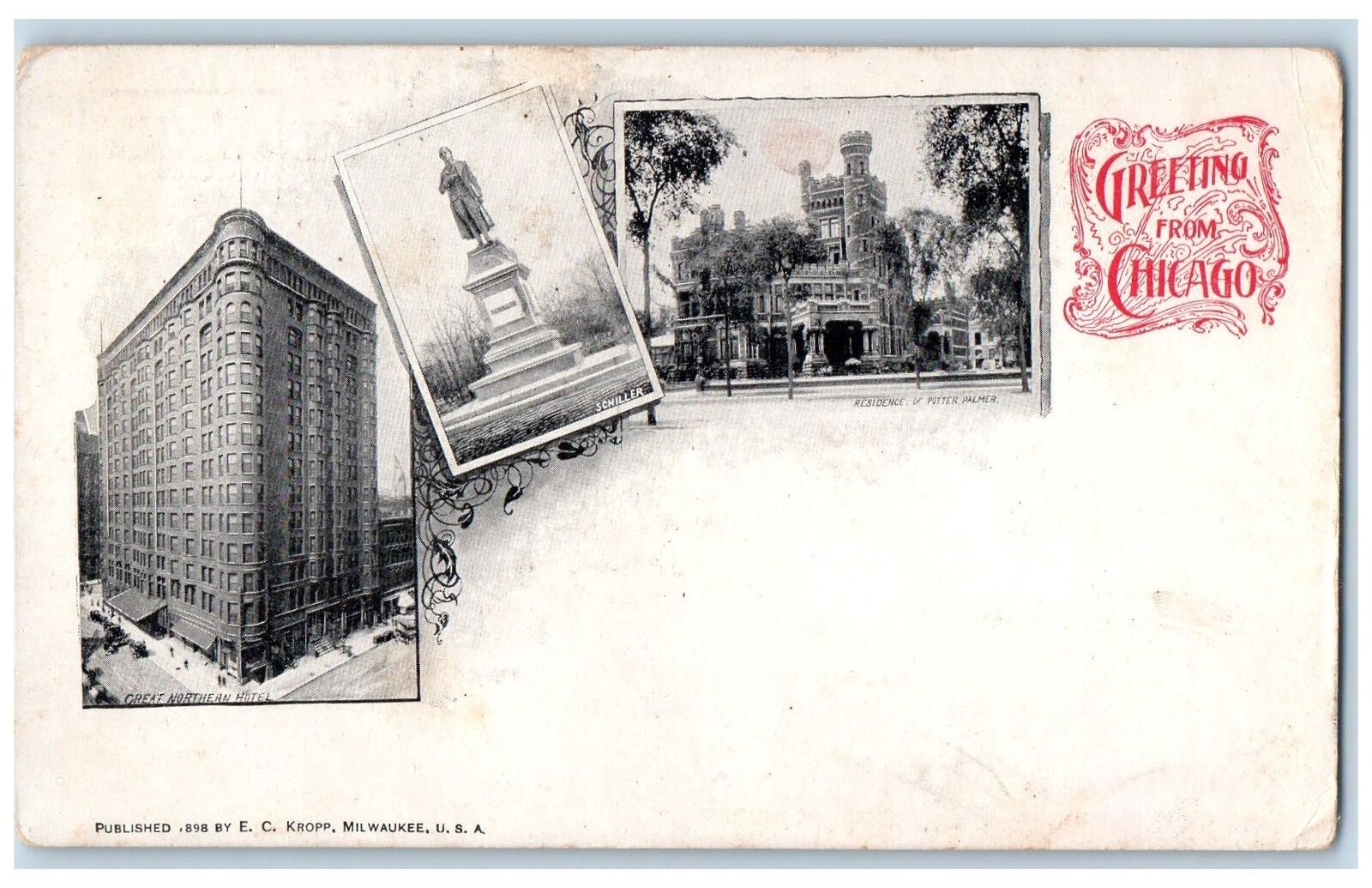 c1905s Greetings From Chicago Great Northern Hotel Schiller Palmer IL Postcard