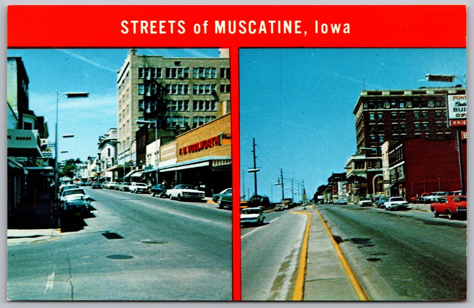 STREETS of MUSCATINE, Iowa  ca 1972  Postcard  27