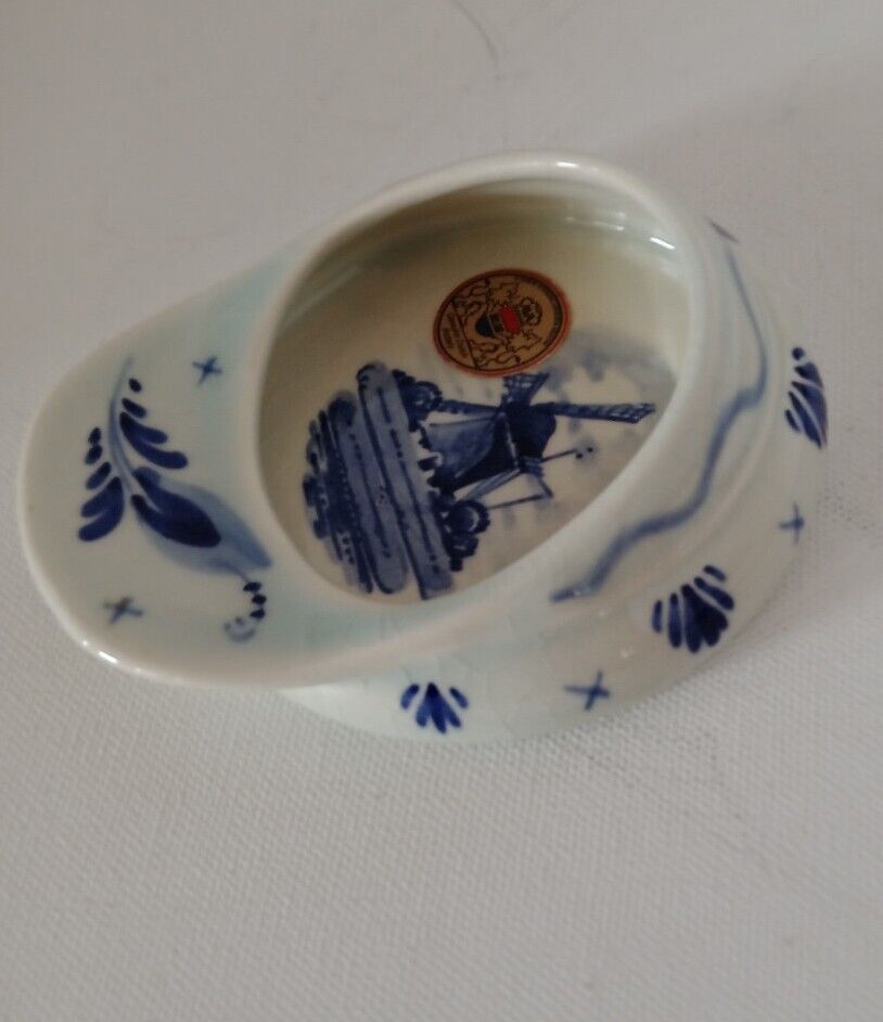 Vintage DELFT Hand Painted Blue Dutch Cap Hat Ashtray Trinket Jewelry Candy Dish