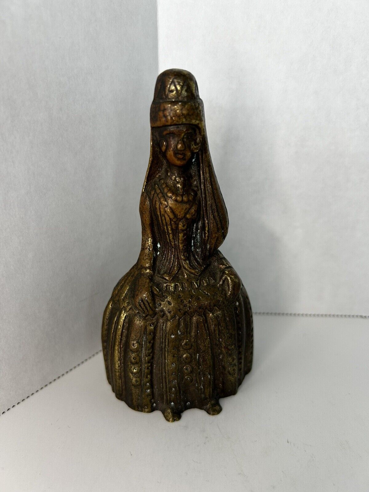 Antique/Vintage Brass/Bronze Metal Spanish Lady Bell Figurine
