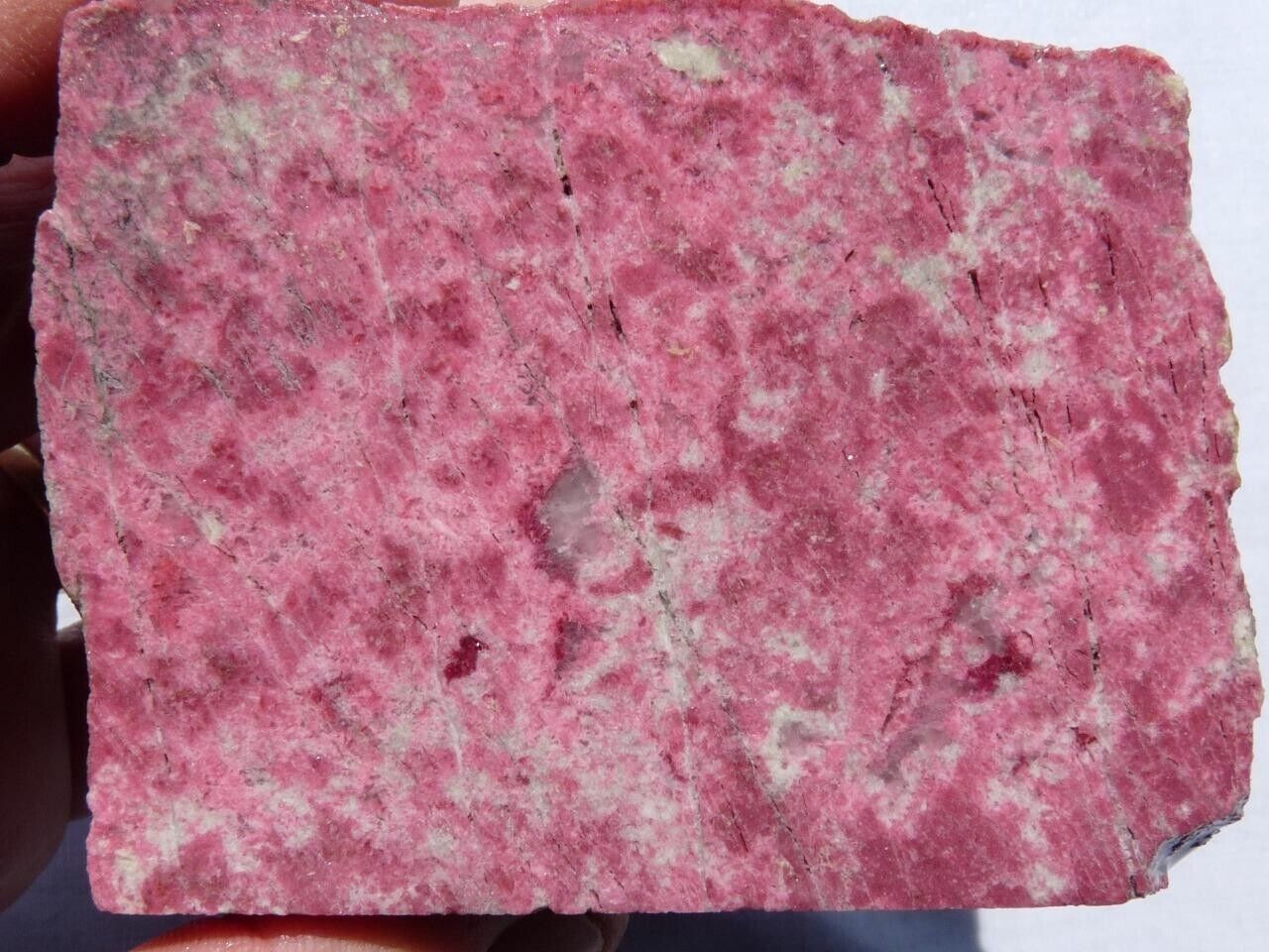 Rare NORWEGIAN PINK THULITE faced example… beautiful colors … 2 pieces … 3.0 lbs