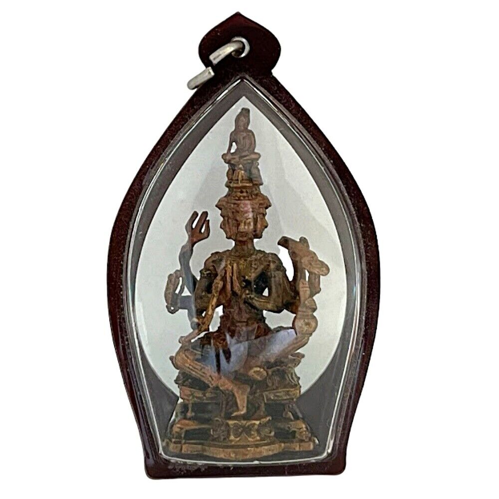 Lord Brahma Amulet Pendant Four-Faced Buddha God Hindu Murti Phra Phrom Charm
