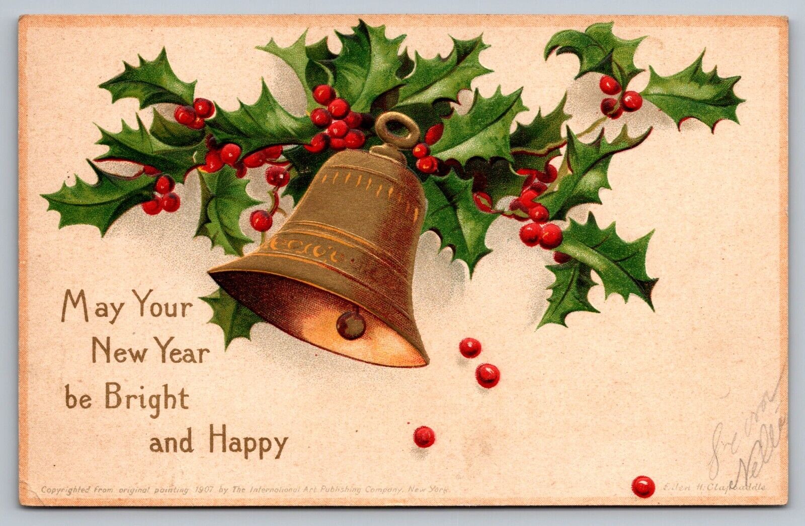 May Your New Year be Bright and Happy-Antique Embossed Postcard c1907-Clapsaddle