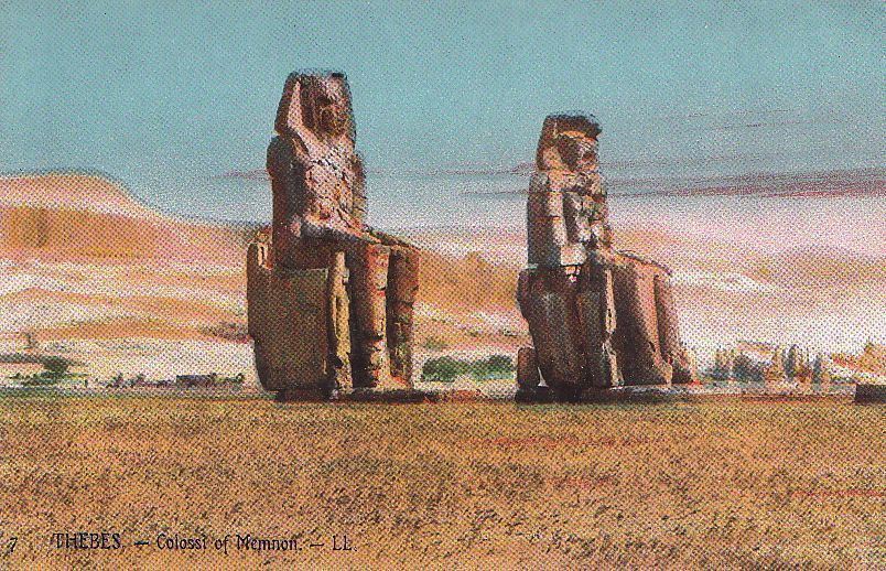 Postcard Colossi of Memnon Thebes Egypt