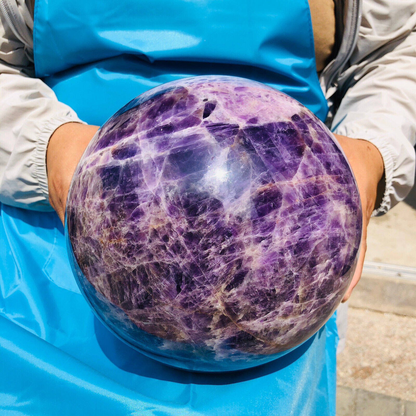 10.5Kg Natural Dream Amethyst Quartz Crystal Sphere Ball Reiki Healing  HH1939