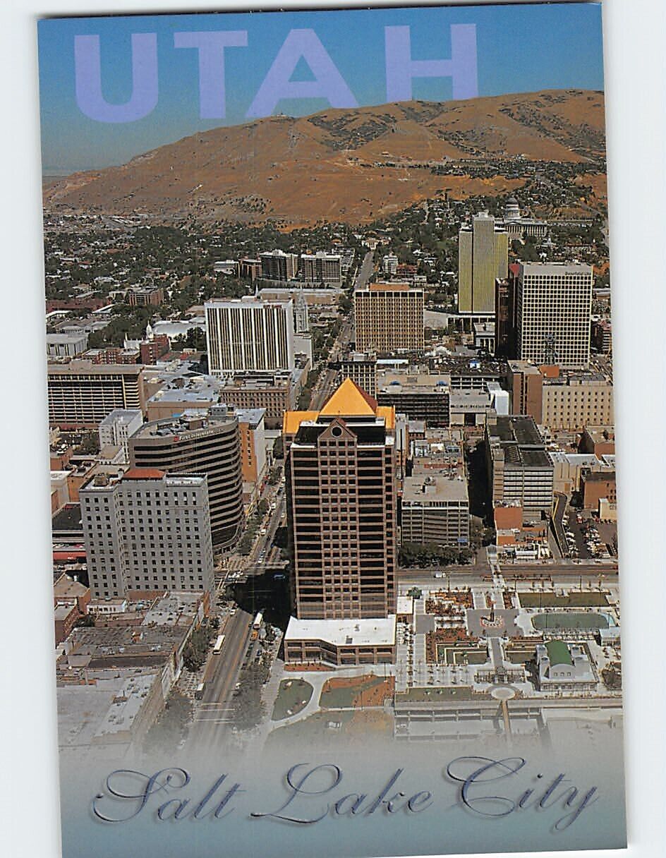 Postcard Aerial view of Salt Lake City Utah USA