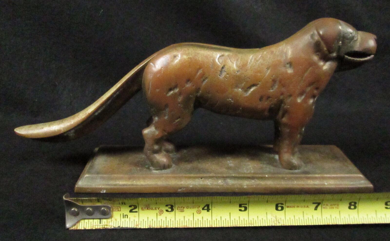 Antique 1929 Solid Heavy Brass Dog Nutcracker & Base, 12.25” x 5.5”, 5.9 Lbs