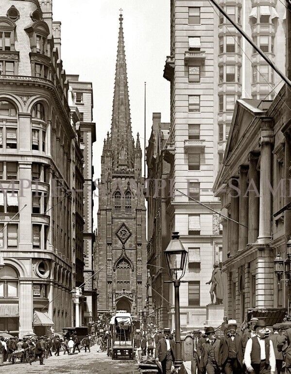 1903 New York TRINITY CHURCH as Seen From Wall Street Photo (149-s )