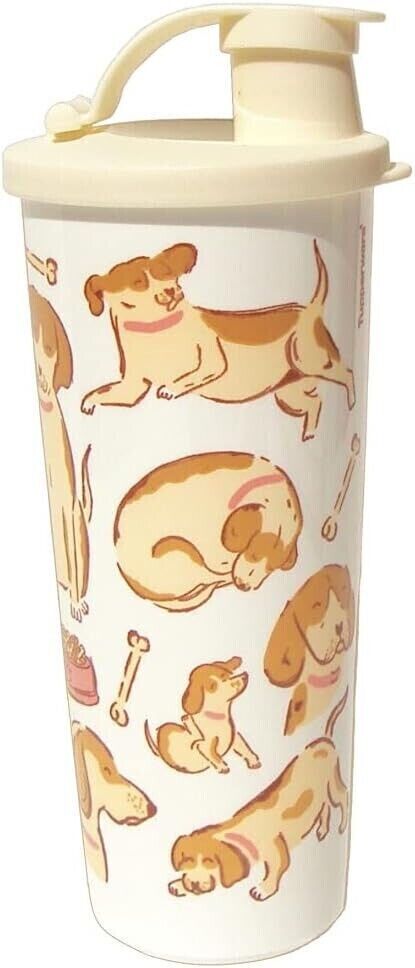 New Tupperware 16 Oz Puppy Tumbler with Flip Top Seal Dog Mom 