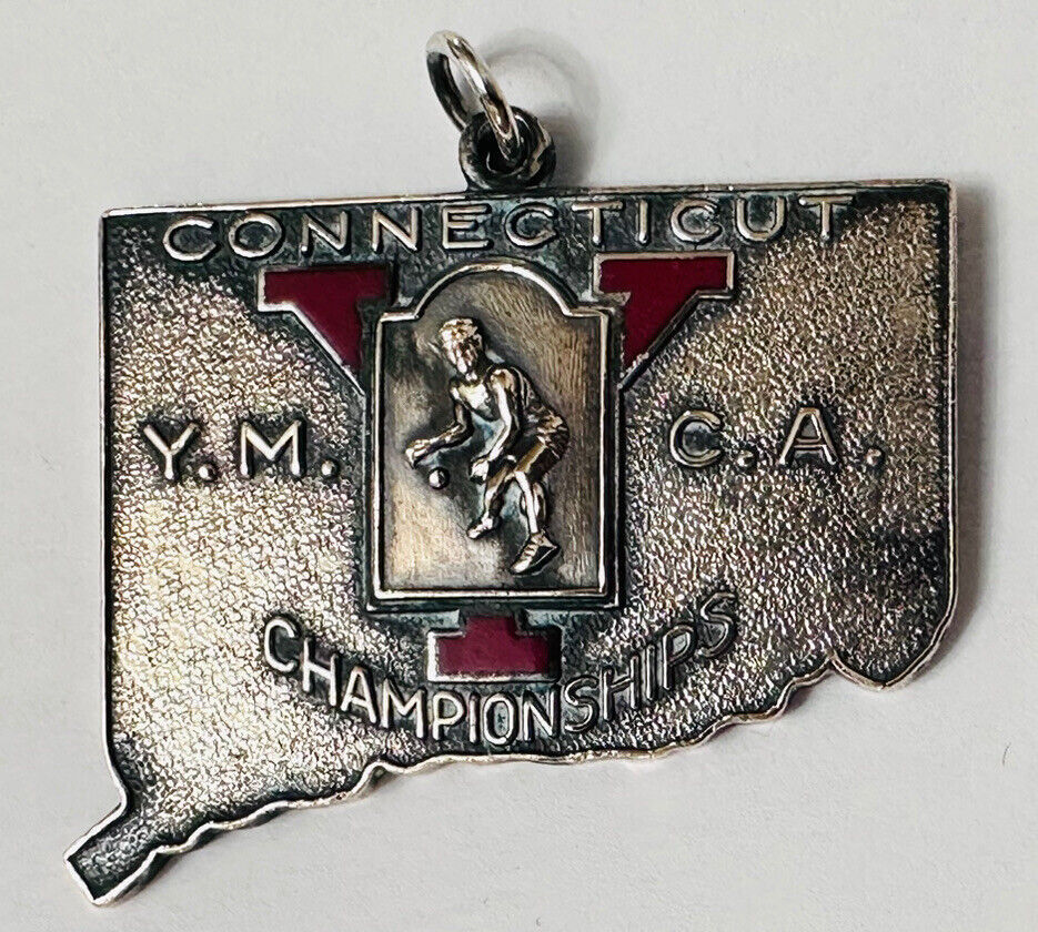 1941 WWII YMCA Greenwich Connecticut Tennis Championships Doubles Pendant Charm
