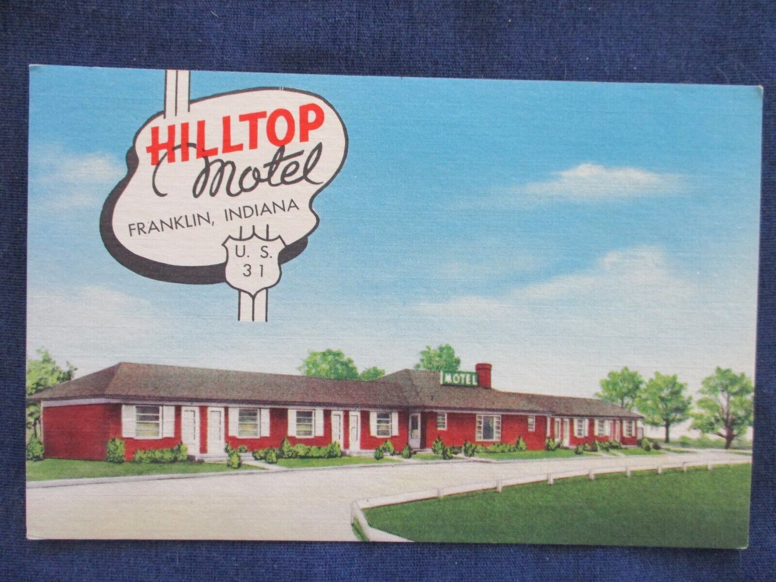 ca1950 Franklin Indiana Hilltop Motel Postcard