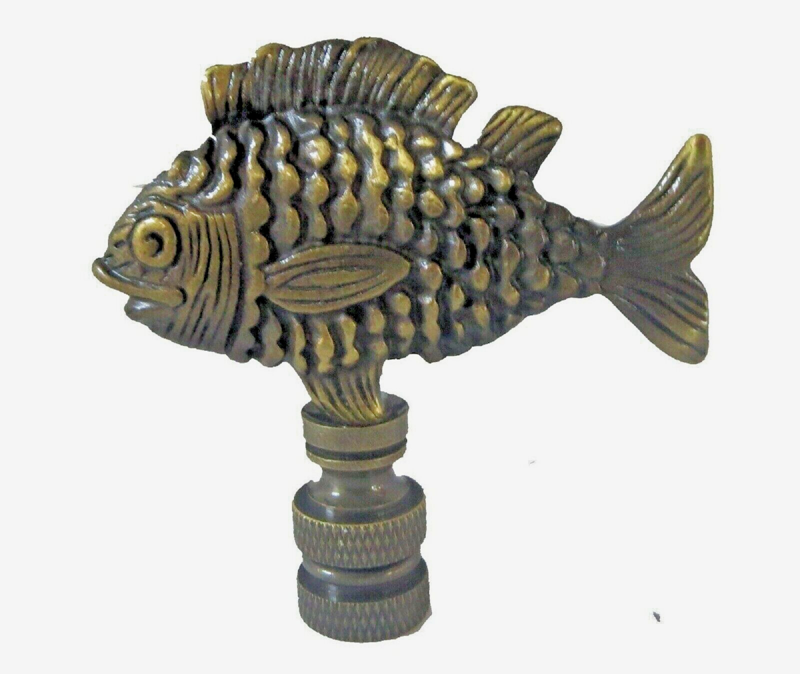 FISH LAMP SHADE FINIAL ANTIQUE BRASS (FINIAL THREAD)   #39