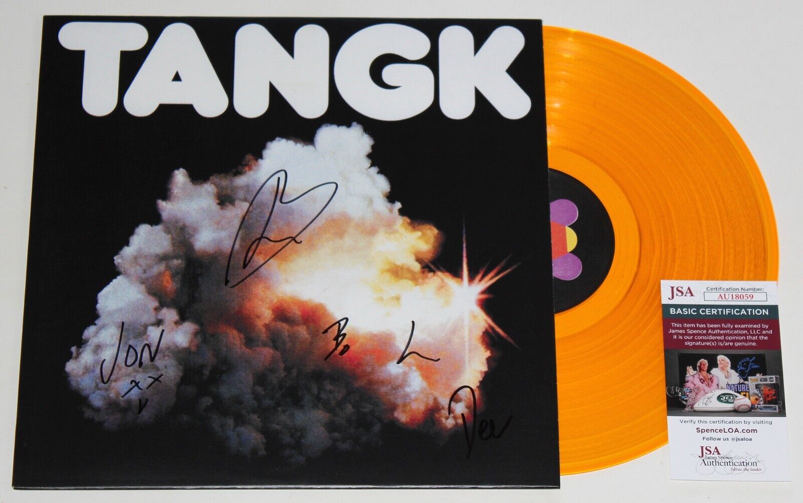 IDLES BAND SIGNED TANGK LP ORANGE VINYL RECORD ALBUM RARE AUTOGRAPHED +JSA COA