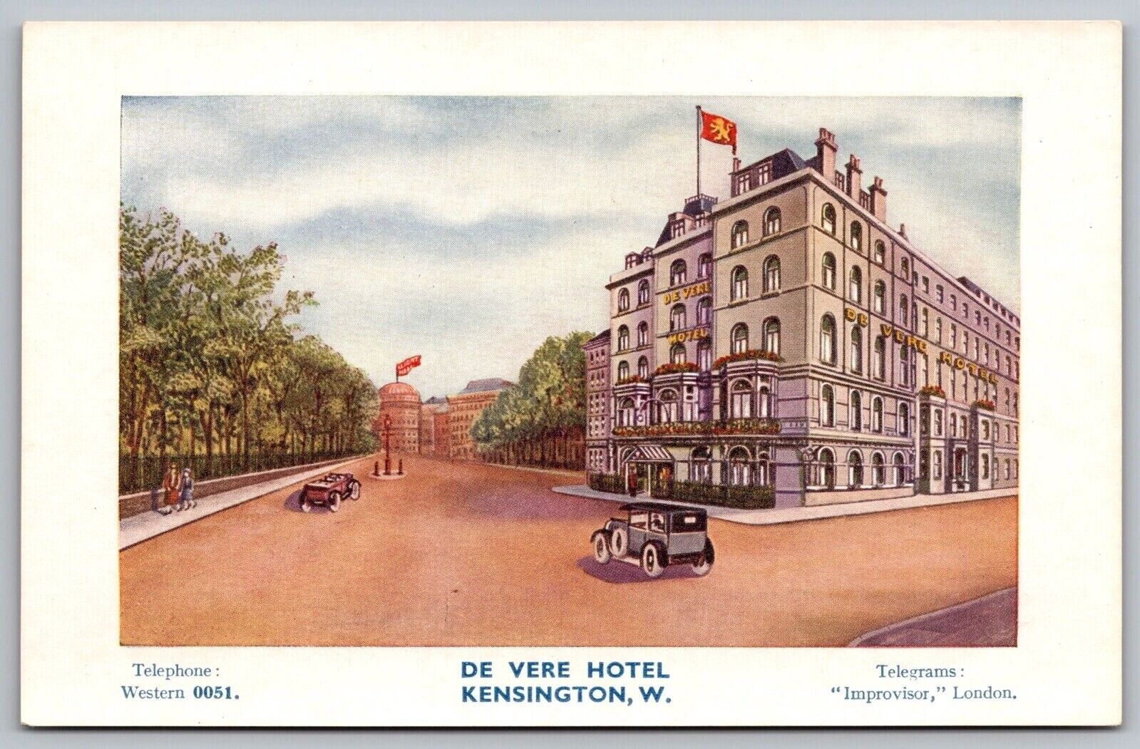De Vere Hotel Kensington W London Antique Postcard UNP Unused DB