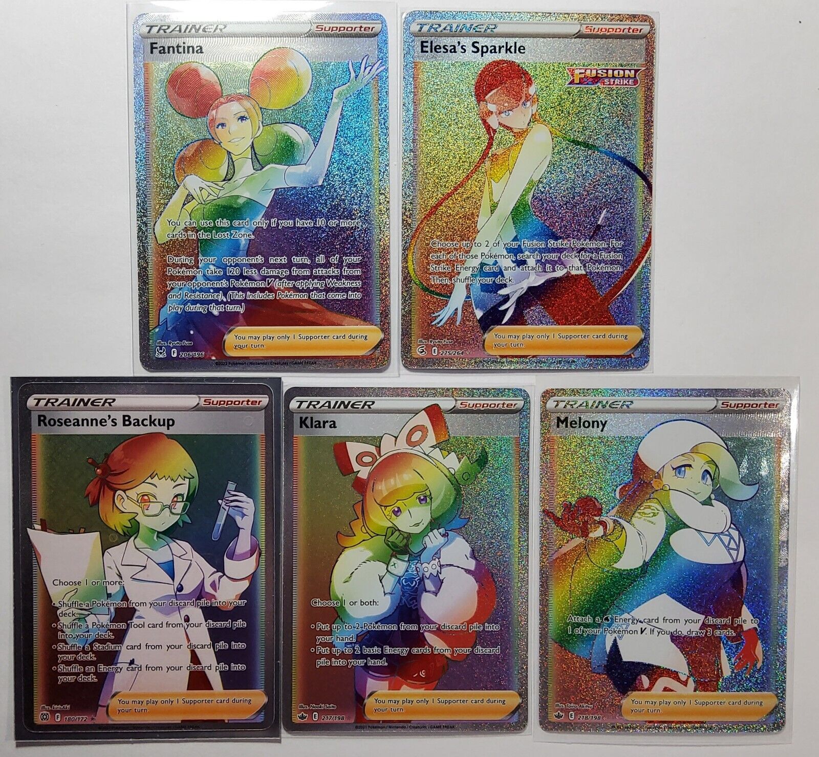 Pokemon TCG Waifu Rainbow Rare Trainer Lot 5- Fantina, Elesa\'s Sparkle,Klara Etc