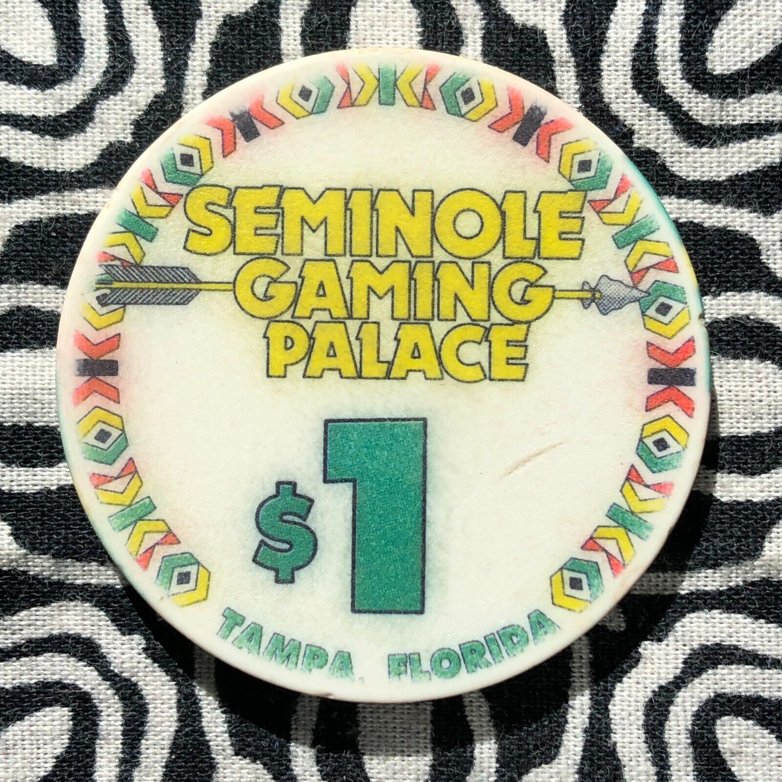 Seminole Gaming Palace $1 Tampa, Florida Gaming Poker Casino Chip E36