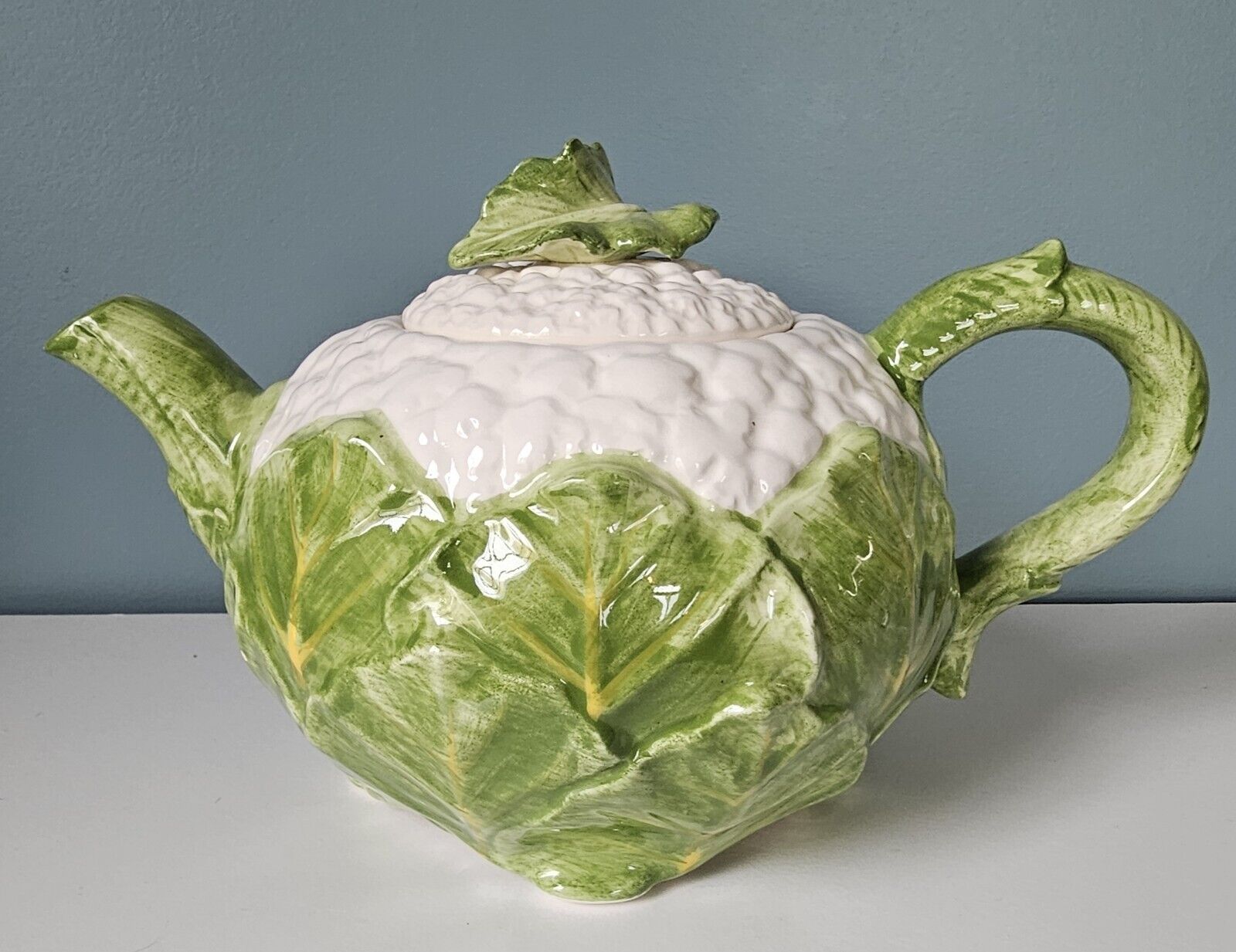 Vintage Fitz & Floyd Majolica Cauliflower Teapot with Lid FF 1985  Japan EUC