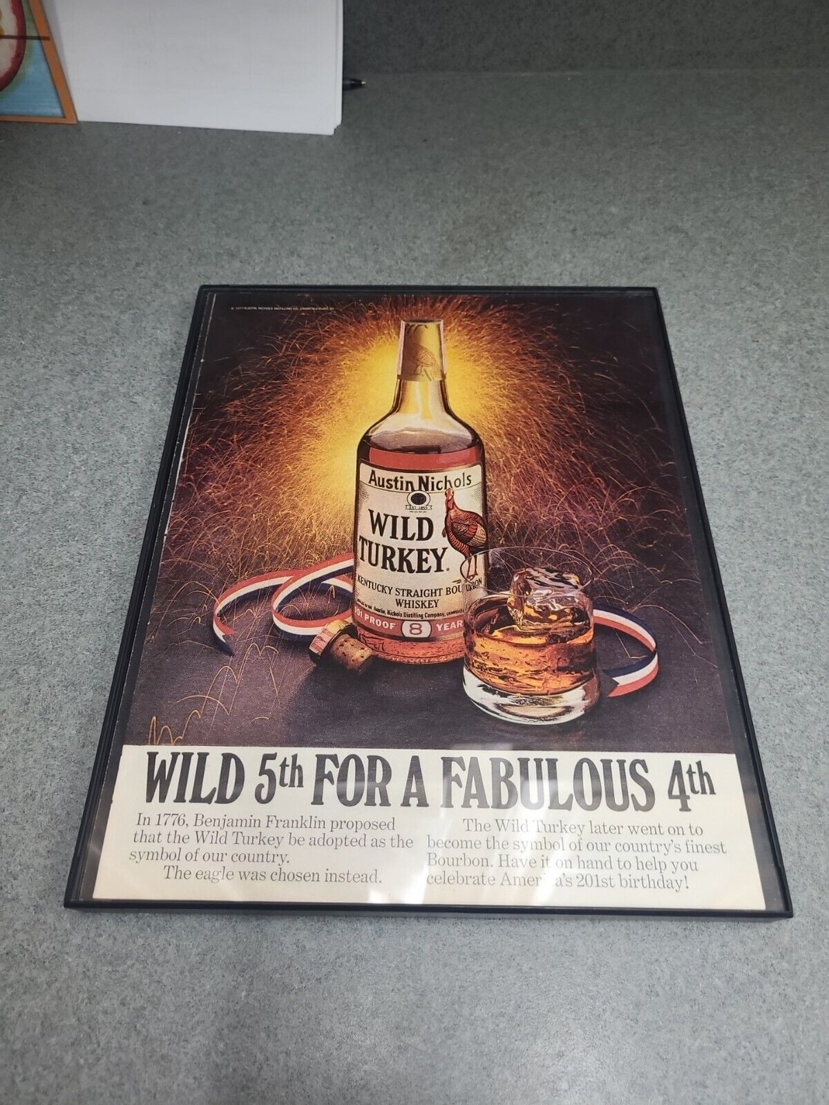 Wild Turkey Bourbon Print Ad 1977 Wild 5thbfor The Fabulous 4th Framed 8.5x11 