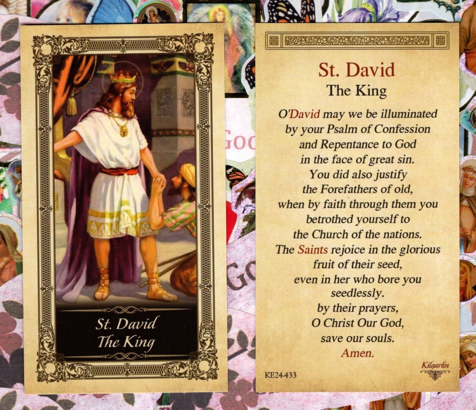 Prayer to Saint David the King - Glossy Paperstock Holy Card KE24-433