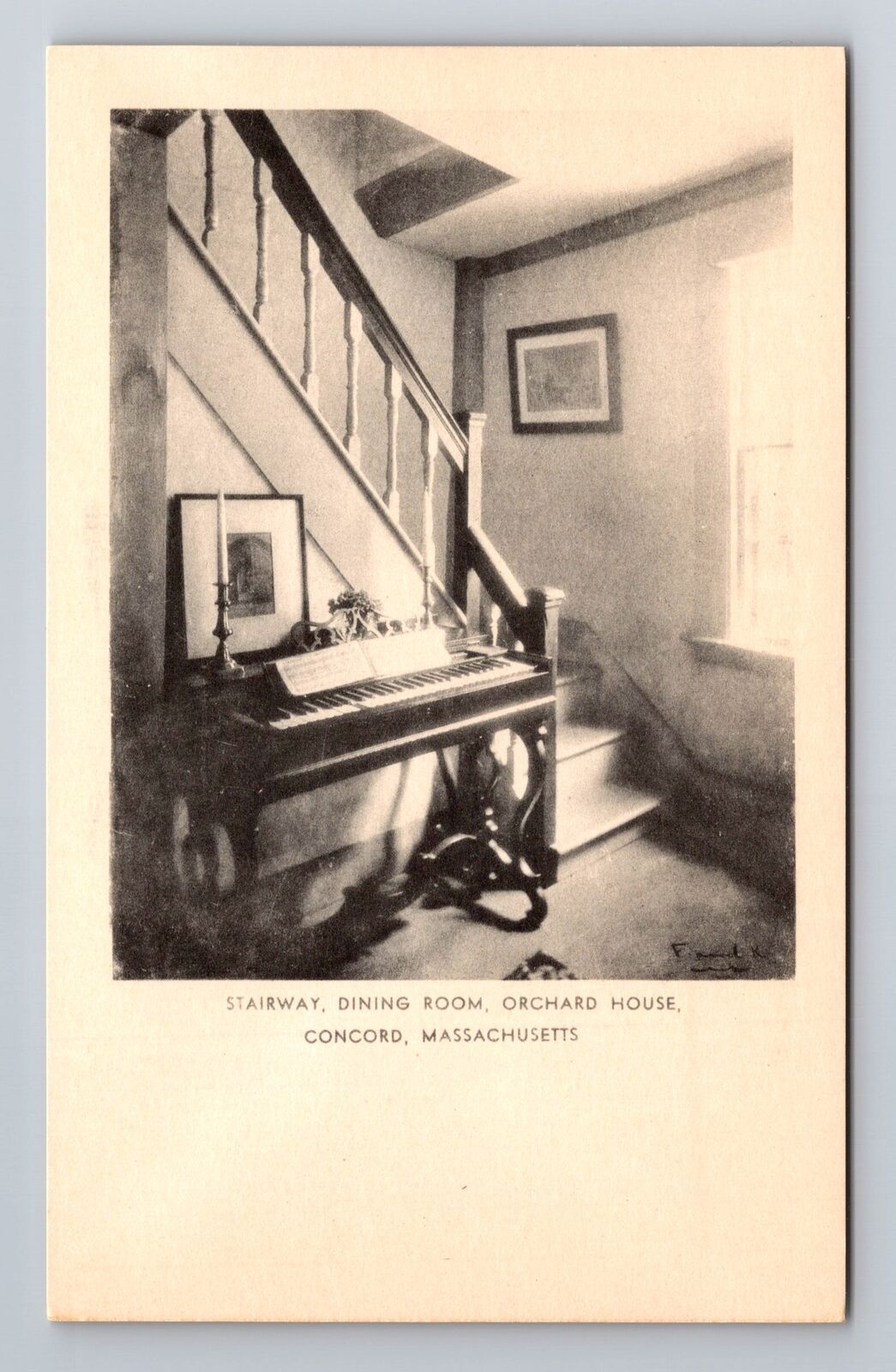 Concord MA-Massachusetts, Stairway, Dining Room, Orchard House Vintage Postcard